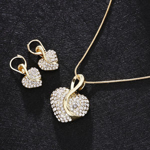 Women Gold Crystal Rhinestone Necklace/Earrings!